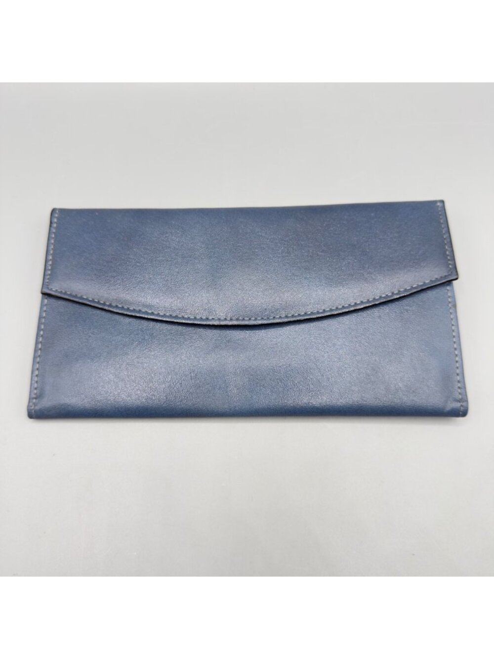 Vintage Prince Gardner Blue Leather Checkbook Wallet Card Slots Snap Closure